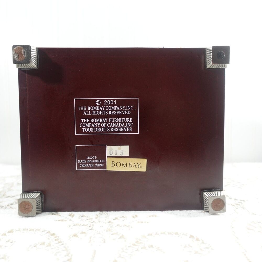 Bombay Company Wood Photo Box Organizer Dark Brown Mahogany Storage Holds - Picture 11 of 15